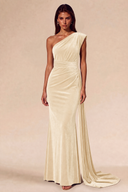 Amara Ruched One-Shoulder Velvet Bridesmaid Dress