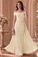 Elodie Mother of the Bride Off-Shoulder Beaded Chiffon Gown