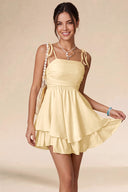 Valeria Tie Spaghetti Strap Tiered Mini Dress