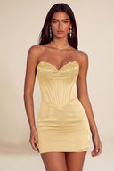 Athena Strapless Satin Corset Mini Dress