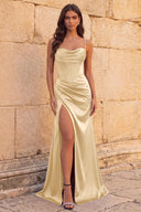 Elowen Satin Corset Slit Prom Dress