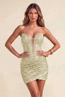 Sloan Strapless Sequin Fringe Mini Bodycon Party Dress