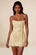Aurora Beaded Fringe Strapless Corset Mini Party Dress