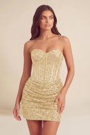 Cleopatra Sequin Strapless Corset Mini Party Dress