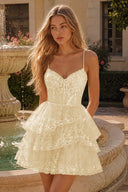 Seraphina Lace Tiered Ruffle Homecoming Dress