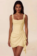 Liora Cowl Neck Corset Asymmetrical Mini Dress