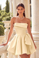 Marigold Strapless Satin Mini Homecoming Dress