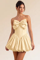 Primrose Bow Strapless Corset Bubble Mini Dress