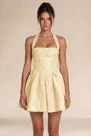 Celestina Jacquard Halter Corset Mini Dress