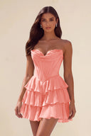 Ivy Strapless Corset Tiered Ruffle Mini Dress