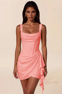 Liora Cowl Neck Corset Asymmetrical Mini Dress