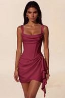 Liora Cowl Neck Corset Asymmetrical Mini Dress