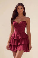 Ivy Strapless Corset Tiered Ruffle Mini Dress