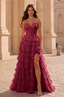 Cassiopeia Strapless Tiered Chiffon Prom Dress