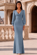 Liliana Chiffon Cowl Neck Puff Sleeve Bridesmaid Dress