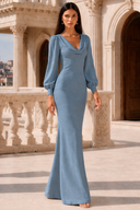 Liliana Chiffon Cowl Neck Puff Sleeve Bridesmaid Dress