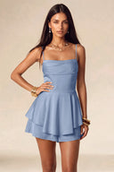 Seraphina Satin Layered Mini Homecoming Dress