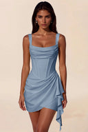 Liora Cowl Neck Corset Asymmetrical Mini Dress