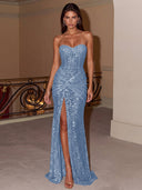 Isabella Strapless Sequin Prom Gown