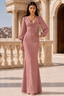 Liliana Chiffon Cowl Neck Puff Sleeve Bridesmaid Dress