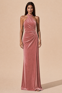 Colette Velvet Halter Backless Bridesmaid Dress