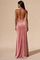 Colette Velvet Halter Backless Bridesmaid Dress