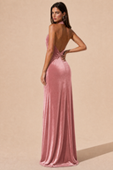 Colette Velvet Halter Backless Bridesmaid Dress