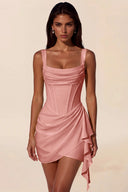 Liora Cowl Neck Corset Asymmetrical Mini Dress
