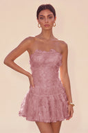 Seraphina 3D Floral Strapless Ruffle Mini Dress