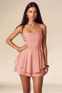 Seraphina Satin Layered Mini Homecoming Dress