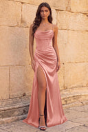 Elowen Satin Corset Slit Prom Dress