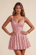 Piper Sequin A-line Mini Homecoming Dress