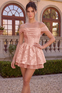 Elowen Floral Jacquard Off Shoulder Mini Dress