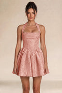 Celestina Jacquard Halter Corset Mini Dress
