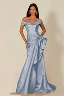 Aurora Textured Metallic Mermaid Evening Party Dress