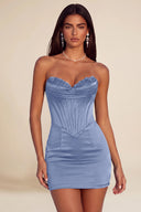 Athena Strapless Satin Corset Mini Dress