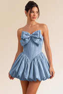 Primrose Bow Strapless Corset Bubble Mini Dress