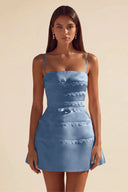 Ivy Satin Tiered Lace Mini Dress