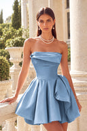 Marigold Strapless Satin Mini Homecoming Dress
