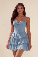 Ivy Strapless Corset Tiered Ruffle Mini Dress