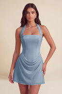 Thea Chiffon Halter Corset Mini Dress