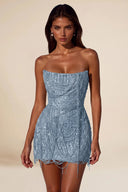 Aurora Beaded Fringe Strapless Corset Mini Party Dress