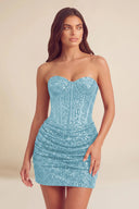 Cleopatra Sequin Strapless Corset Mini Party Dress