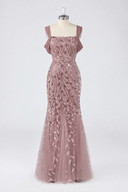 Valentina Off-Shoulder Botanical Beaded Mother of the Bride Gown