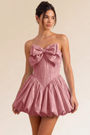 Primrose Bow Strapless Corset Bubble Mini Dress
