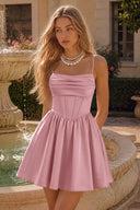 Thea Satin Corset Mini Homecoming Dress