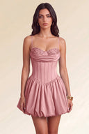 Aurora Beaded Puff Corset Mini Dress
