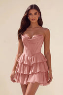 Ivy Strapless Corset Tiered Ruffle Mini Dress
