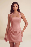 Thea Chiffon Halter Corset Mini Dress