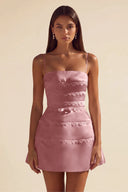 Ivy Satin Tiered Lace Mini Dress